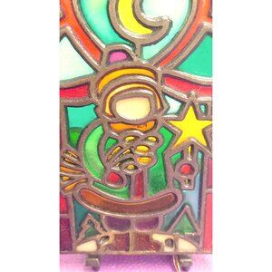 Polish Stained Glass With Foldable Cast Iron Tealight Candle Holder Christmas